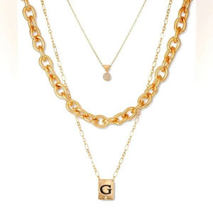 Guess Gold-Tone 3-Pc. Set Crystal & Logo Necklaces